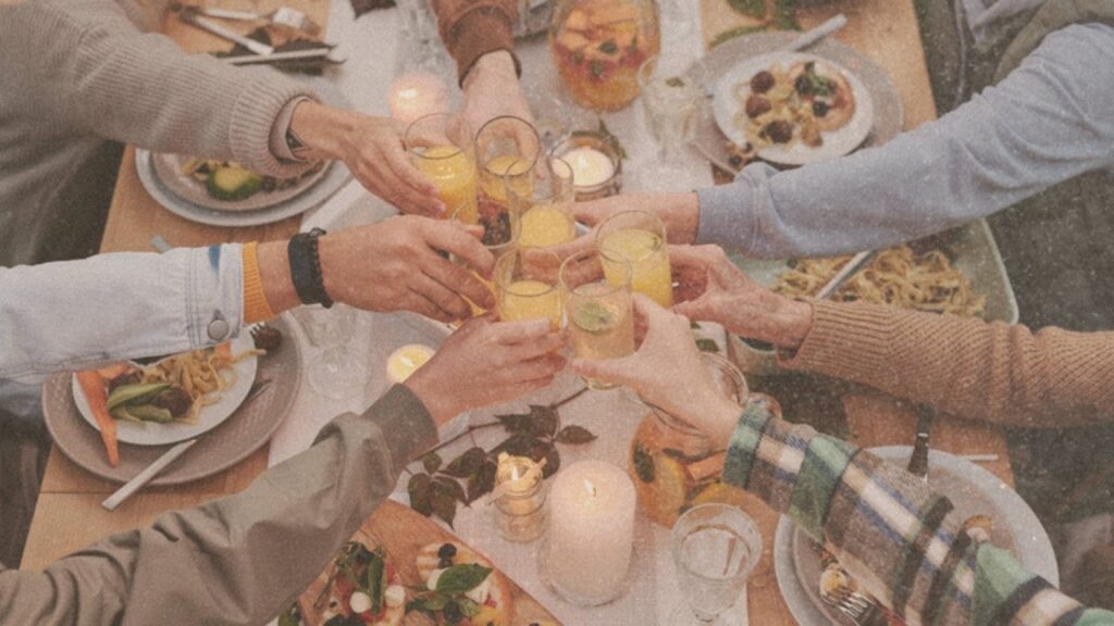 Toast around a dinner table